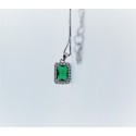 Collana Dubai con zircone verde smeraldo rettangolare e zirconi bianchi