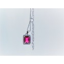 Collana Dubai con zircone rosso rubino rettangolare e zirconi bianchi