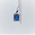 Collana Dubai con zircone blu zaffiro rettangolare e zirconi bianchi