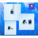 Anello Dubai con zircone blu zaffiro rettangolare e zirconi bianchi