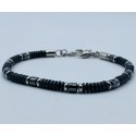 Bracciale acciaio con elementi color grigio
