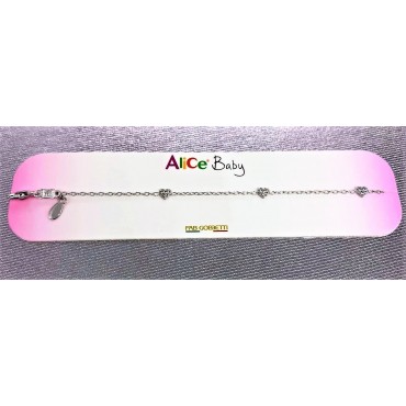 Bracciale bimba cuoricini zirconati oro bianco