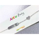 Bracciale Bimba targhetta e cuore zirconato Oro Bianco