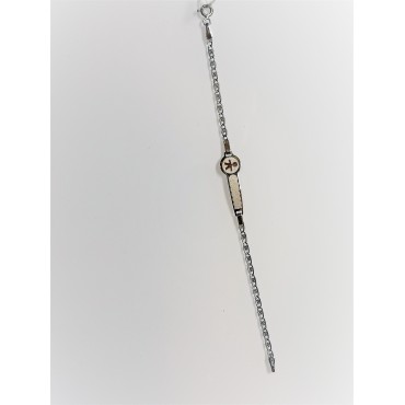 Bracciale bimbo con targhetta incisa laser oro bianco maglie ovali