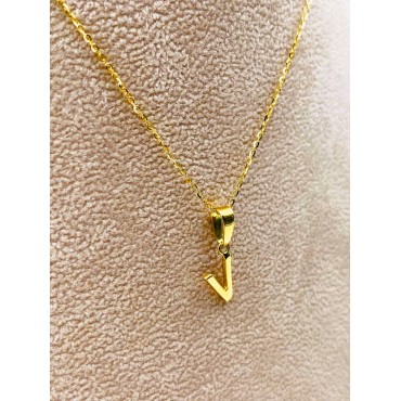 COLLANA IN ORO BIANCO CON CIONDOLO LETTERA E ZIRCONI