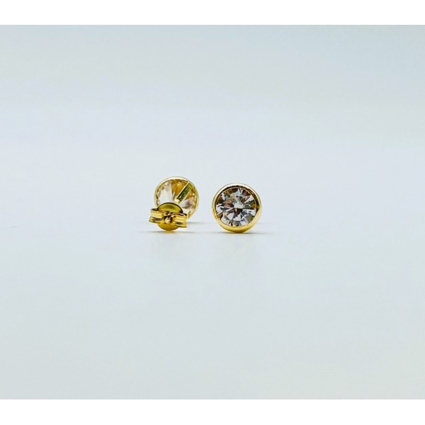 Orecchini punto luce cipollina oro giallo 750 e zirconi 5,5mm