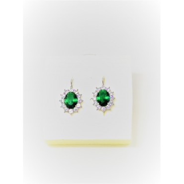 Orecchini oro bianco con pietra verde