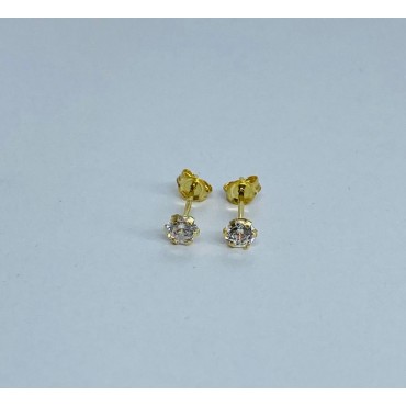 Orecchini Punto Luce Oro giallo 750 e Zirconi 3,5mm