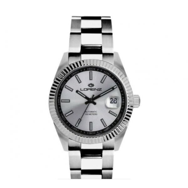 Lorenz automatico ghiera zigrinata e quadrante silver collezione Ginevra