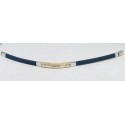 Bracciale caucciù e inserto acciaio dorato e 5 zirconi neri
