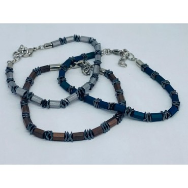 Bracciale acciaio e ceramica pepite esagonali