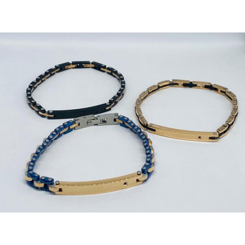 OIDEA Bracciale Magnetico Salute Unisex In Ceramica Bianca E Acciaio Oro Rosa Con Zirconi - 19,2 Cm, Chiusura Sicura