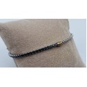 Bracciale acciaio mezzo giro tennis, centrale dorato con strass nero incassato
