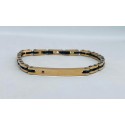 Bracciale in acciaio rosa esterno e ceramica nera 