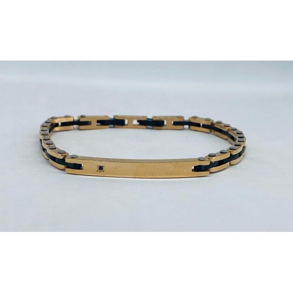 Bracciale in acciaio rosa esterno e ceramica nera 