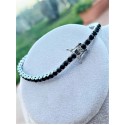 Parure bracciale e collana tennis in bronzo colore argento e zirconia nere