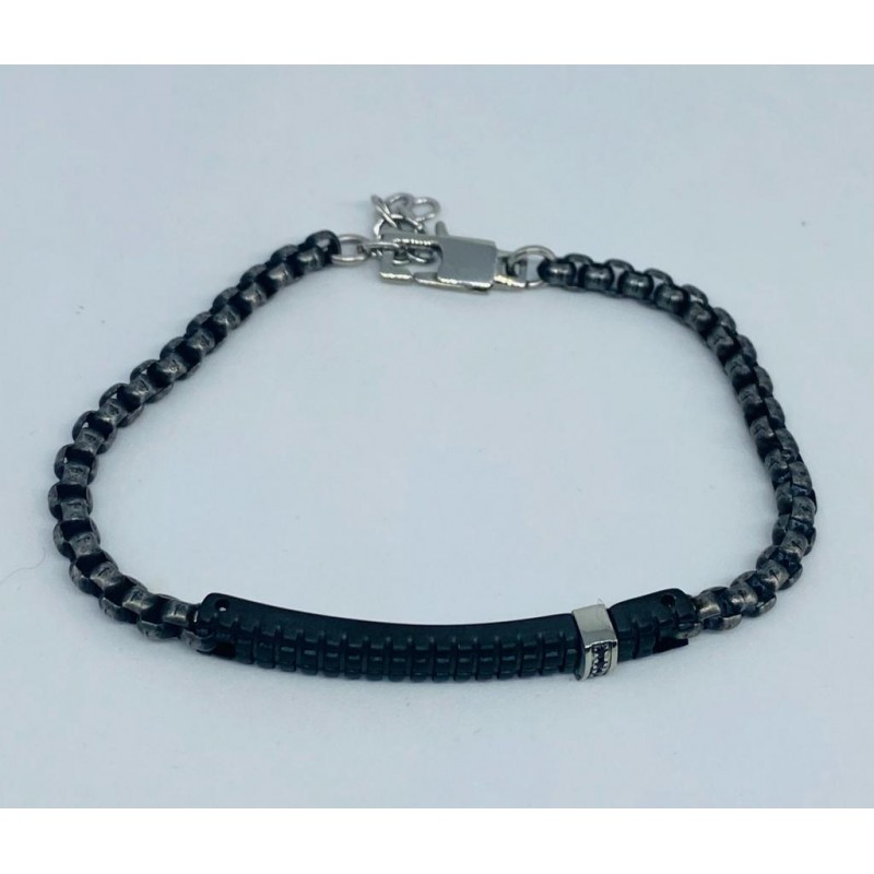 Bracciale Uomo In Vera Pelle Nera Con Croce In Acciaio Inossidabile, Regolabile 21.5 Cm, Gioiello Religioso - 2