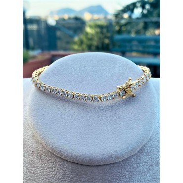Bracciale tennis in bronzo colore dorato e zirconia bianche 3mm