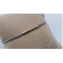  Bracciale acciaio con elemento centrale tubolare rosa con strass nero