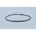  Bracciale acciaio con elemento centrale tubolare rosa con strass nero