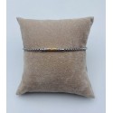  Bracciale acciaio con elemento centrale tubolare rosa con strass nero