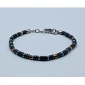 Bracciale acciaio con elementi sfaccettati 3 colori nero