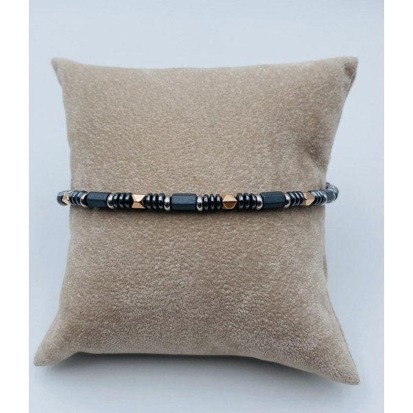 Bracciale acciaio con elementi sfaccettati 3 colori nero