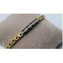 Bracciale acciaio dorato con centrale ceramica nero lucido e fila di strass
