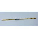Bracciale acciaio dorato con centrale ceramica nero lucido e fila di strass