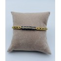 Bracciale acciaio dorato con centrale ceramica nero lucido e fila di strass