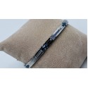 Bracciale acciaio e ceramica blu alternato e strass blu