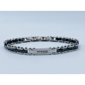 bracciale acciaio e ceramica nera con targhetta strass neri