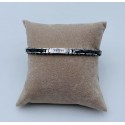 bracciale acciaio e ceramica nera con targhetta strass neri