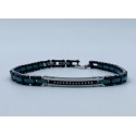 bracciale acciaio e ceramica verde e nera targhetta centrale con strass bianchi