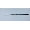 bracciale acciaio e ceramica verde e nera targhetta centrale con strass neri su acciaio rosa