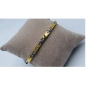 bracciale acciaio dorato maglie alternate con elementi color acciaio