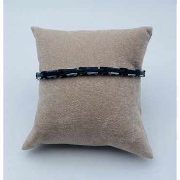 bracciale acciaio bicolore nero e acciaio
