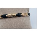 bracciale acciaio rosa e nero con strass bianchi