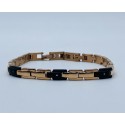 bracciale acciaio rosa e nero con strass bianchi