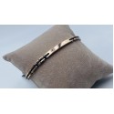 bracciale acciaio rosa e nero con targhetta e strass nero