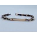 bracciale acciaio rosa e nero con targhetta e strass nero