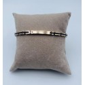 bracciale acciaio rosa e nero con targhetta e strass nero