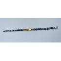 bracciale acciaio dorato e ceramica blu targhetta con strass nero