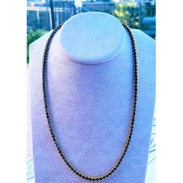 Collana tennis bronzo colore oro con zirconia nere