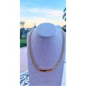 Collana groumette in bronzo colore dorato e pave' di zirconia