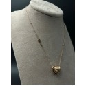 Collana Love Secret in acciaio rosato doppia catenella con cuore, chiave e punto luce