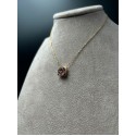 Collana Brilliant Square maglia catenella in acciaio rosato punto luce quadrato con zircone rosa