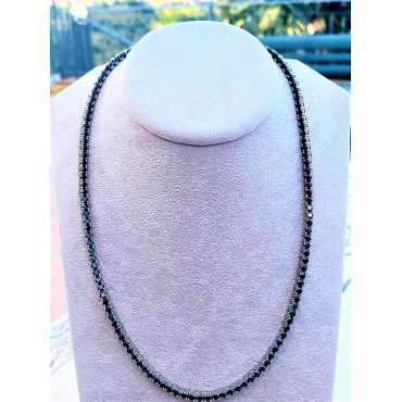 Collana tennis bronzo colore argento con zirconia nere