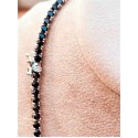 Collana tennis bronzo colore argento con zirconia nere