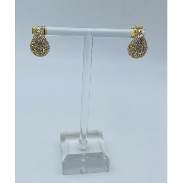 orecchini goccia in bronzo dorato con zirconi
